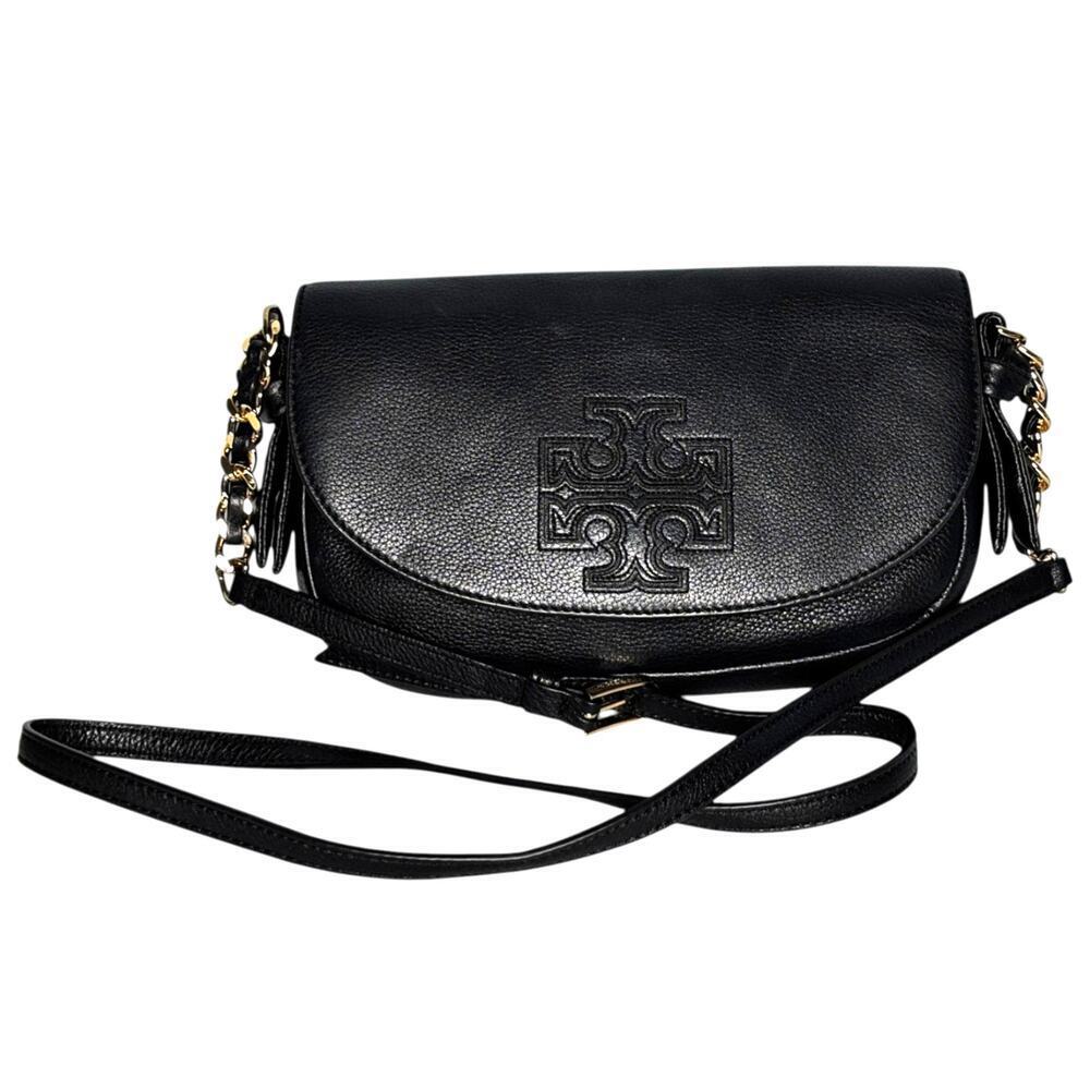 Tory Burch Harper Wallis Leather Crossbody Bag Black